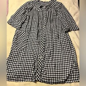 Vintage Carole 5XL Women’s Black and White Checkered Robe with 1 Pocket